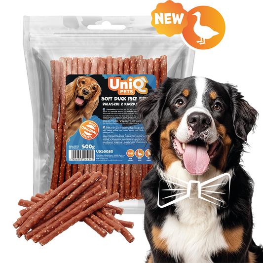 Friandise naturelle pour chien au canard, riche en protéines et facile à mâcher. Une récompense saine et savoureuse pour tous les chiens.