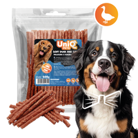 Friandise naturelle pour chien au canard, riche en protéines et facile à mâcher. Une récompense saine et savoureuse pour tous les chiens.