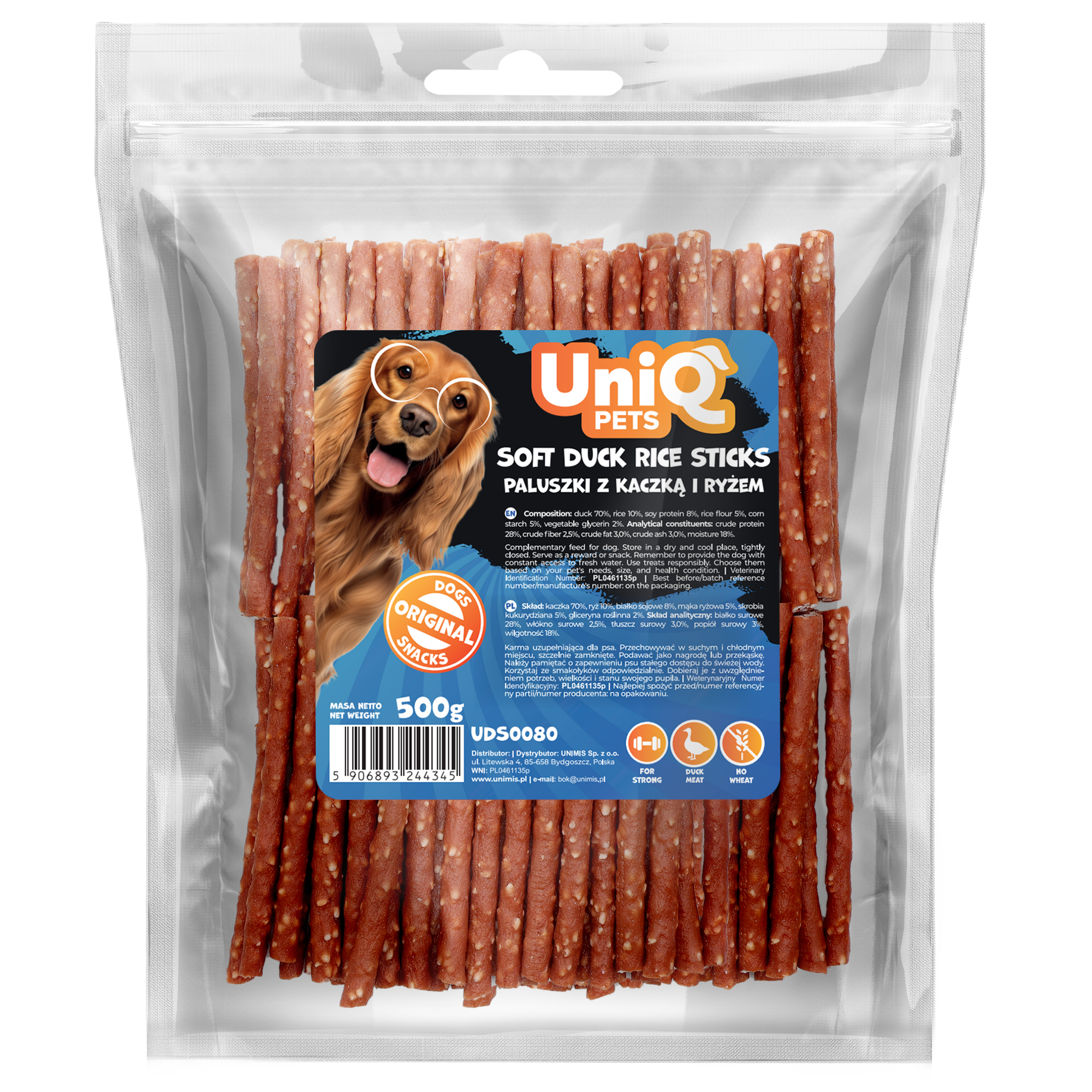 Friandise naturelle pour chien au canard, riche en protéines et facile à mâcher. Une récompense saine et savoureuse pour tous les chiens.