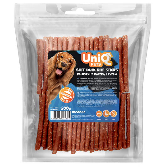 Friandise naturelle pour chien au canard, riche en protéines et facile à mâcher. Une récompense saine et savoureuse pour tous les chiens.